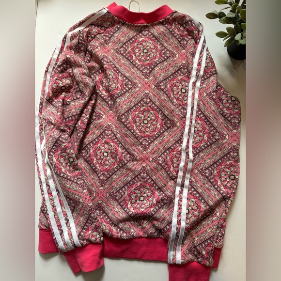 Adidas Pink Geometric Print Zip Up Track Jacket XL (UK 14-15Y) - Picture 3 of 7